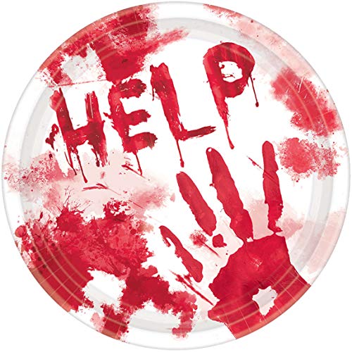 Amscan 9902243 - Teller Bloody Good Time, 10 Stück, aus Papier, rund 22,8 cm, Bloody Mary, Help, Halloween, Horror-Party, Mottoparty, Grau, Weiss Amscan 9902243 - Teller Bloody Good Time, 10 Stück, aus Papier, rund 22,8 cm, Bloody Mary, Help, Halloween, Horror-Party, Mottoparty, Grau, Weiss von amscan