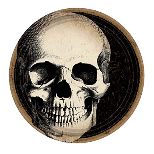 Amscan 9902249 - Teller Boneyard, 10 Stück, aus Papier, rund 22,8 cm, Skull, Totenkopf, Skelett, Halloween, Horror-Party, Mottoparty von amscan