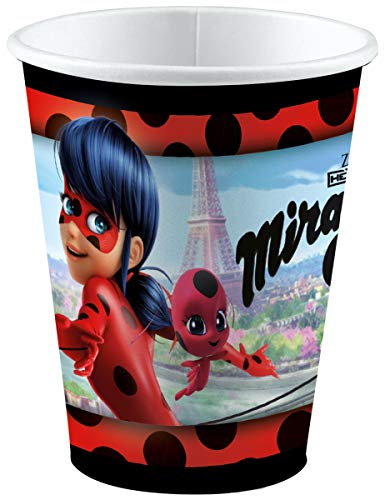 Amscan 9902874 - Becher Miraculous, 8 Stück, Papier, Füllmenge 250 ml, Partygeschirr, 1 Stück (1er Pack) von amscan