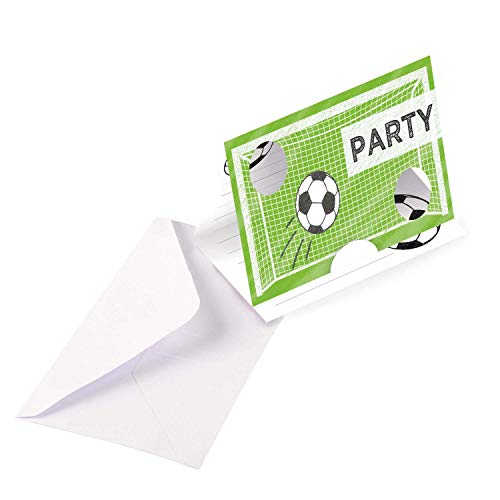 Amscan 9903016 - Einladungskarten Fußball mit Umschlägen, 8 Stück, Größe 14,4 x 9,6 cm, Party, Kicker, Einladung, Geburtstag, Kinderparty, Mottoparty von amscan