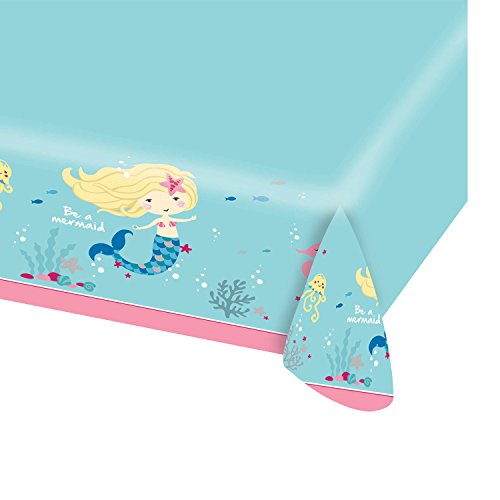 Amscan 9903034 - Papiertischdecke Meerjungfrau, Größe 115 x 175 cm, wasserabweisend, 3-lagig, Be a Mermaid, Seepferd, Kinderparty, Mottoparty, Geburtstag von amscan