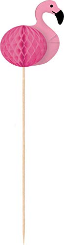 Amscan 9903337 - 10 Picks Flamingo Paradise Waben Holz 19 cm, Dekoration von amscan