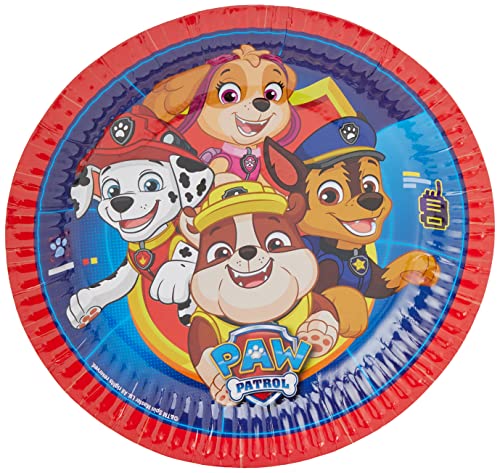 Amscan 9903818- Teller Paw Patrol, 8 Stück, Durchmesser 22,8 cm, Pappteller, Kindergeburtstag von amscan