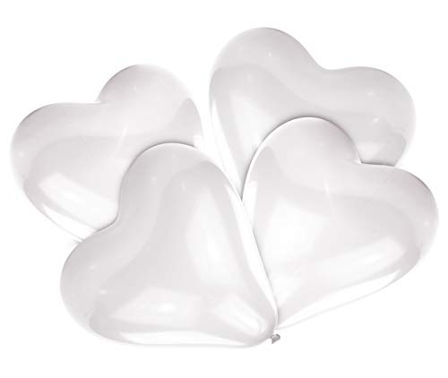 Amscan 9904032 - 5 Latex Ballons Herz, circa 30 cm, Weiß, Valentinstag, Muttertag, Heliumballon von amscan