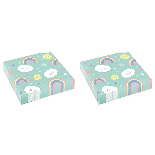 Amscan 9904302 - Servietten Rainbow & Cloud, 20 Stück, 33 x 33 cm, Regenbogen, Wolken, Partygeschirr (Packung mit 2) von amscan