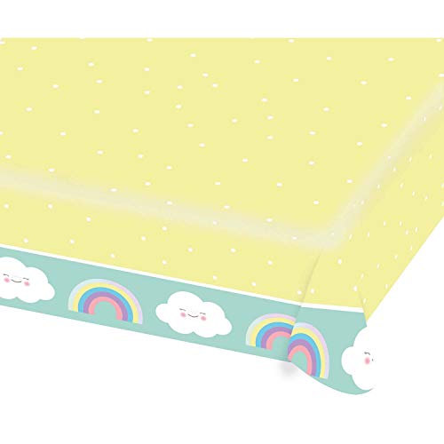 Amscan 9904304 - Tischdecke Regenbogen, Papier, Größe 115 x 175 cm, wasserabweisend, 3-lagig, Wolken, Rainbow & Cloud, Geburtstag, Kinderparty von amscan