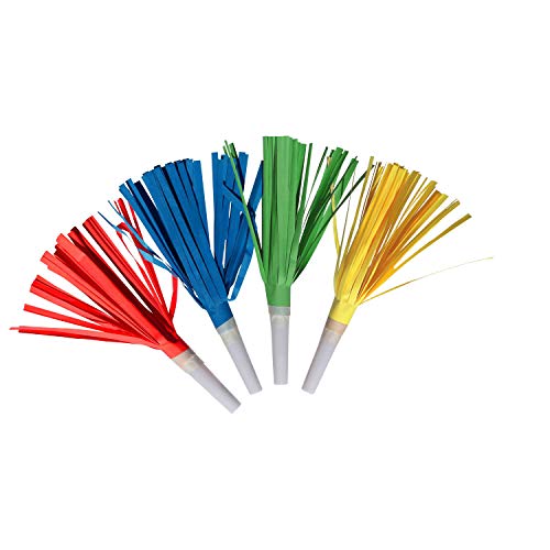 Amscan 9904833 - 4 Fransenpfeifen, circa 16 cm, Partytröten, Geburtstag von amscan