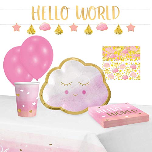Amscan 9905768 - Partyset Oh Baby Girl, 8 Teller, 8 Becher, 16 Servietten, Papier-Tischdecke, Girlanden, Konfetti, 6 Latexballons Amscan 9905768 - Partyset Oh Baby Girl, 8 Teller, 8 Becher, 16 Servietten, Papier-Tischdecke, Girlanden, Konfetti, 6 Latexballons von amscan