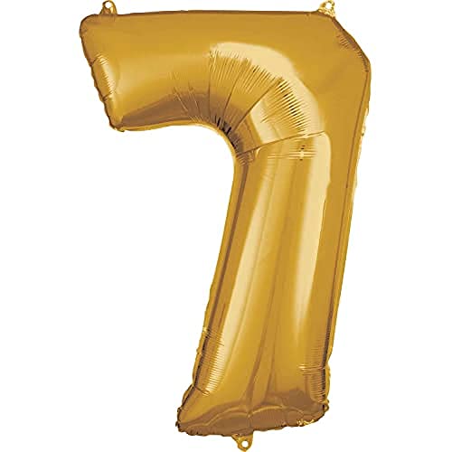 Amscan 9906272 - Riesen Folienballon Zahl 7, Größe 58 x 88 cm, Gold, XXL, Heliumballon, Geburtstag, Jubiläum, Partydekoration Amscan 9906272 - Riesen Folienballon Zahl 7, Größe 58 x 88 cm, Gold, XXL, Heliumballon, Geburtstag, Jubiläum, Partydekoration von amscan