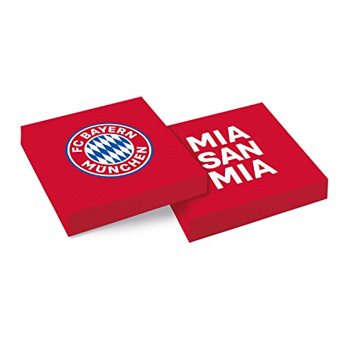 Amscan 9906509 - FC Bayern München Servietten, 20 Stück, Größe 33 x 33 cm, Papier, Fanclub, Fußball, Party von amscan