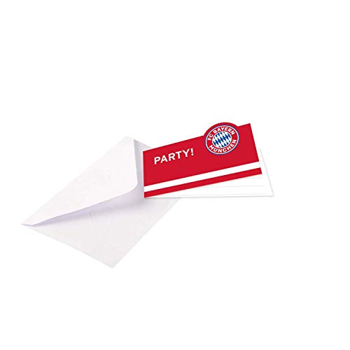 Amscan 9906515 - FC Bayern München Einladungskarten mit Umschlägen, 8 Stück, Größe 13,9 x 8 cm, Klappkarte aus Papier, Party, Geburtstag von amscan