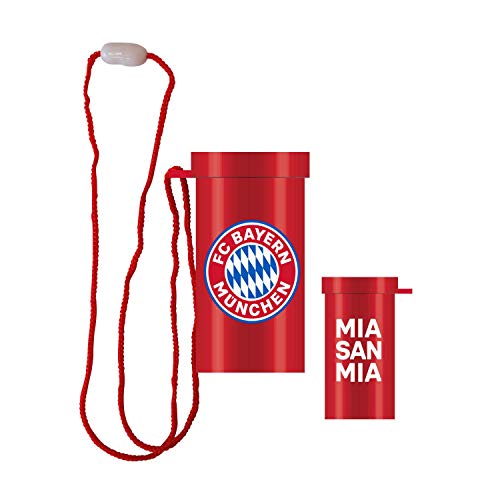 Amscan 9906520 - FC Bayern München Fantröte, Größe 7,5 x 4,5 cm, Farbe: Blau, Weiß u. Rot, mit Trageschnur, Mia san Mia, Bayernlogo, perfekt für das nächste Fußballspiel oder die Fanparty von amscan