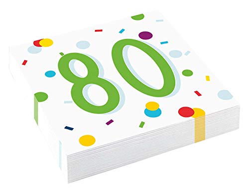 Amscan 9906881 - Servietten Konfetti 80 Birthday, 20 Stück, 33 x 33 cm, Mundtuch, Tischdekoration, Geburtstag Amscan 9906881 - Servietten Konfetti 80 Birthday, 20 Stück, 33 x 33 cm, Mundtuch, Tischdekoration, Geburtstag von amscan