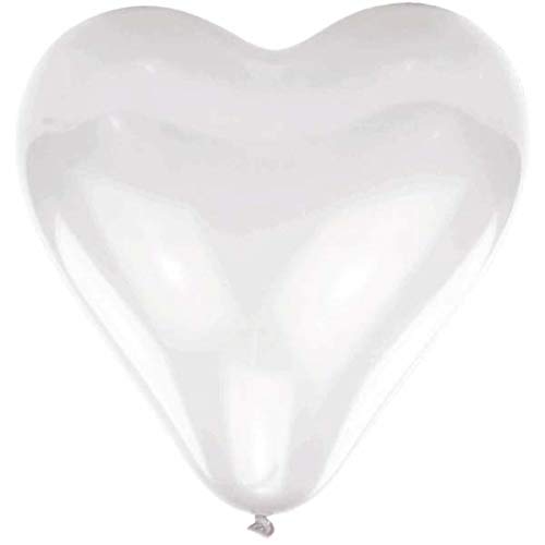 Amscan 9908418 - Ballon-Set Love, 10 Luftballons aus Latex, Größe 40,6 cm / 16", weiße Herzen, für Hochzeit, Valentinstag, Heiratsantrag, Dekoration von amscan