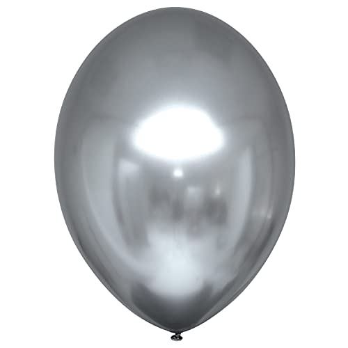Amscan 9908421 - 100 Latexballons Decorator Satin Luxe Platinum, Durchmesser 12 cm, Luftballon, metallic, Dekoration, Geburtstag, Themenparty, Firmenevent von amscan