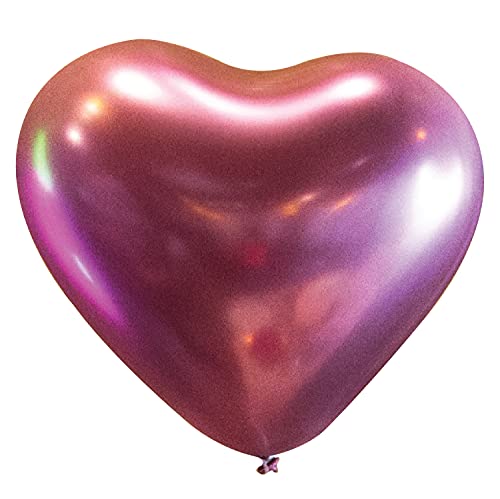 Amscan 9908429 - 50 Latexballons Decorator Herz Satin Luxe Flamingo, Durchmesser 30 cm, Luftballon, metallisch, Dekoration, Geburtstag, Valentinstag, Hochzeit, Lila Metallic von amscan