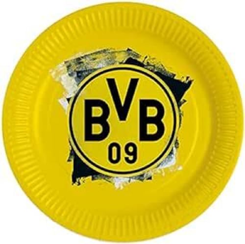 Amscan 9908525-66 - Teller BVB, 8 Stück, Durchmesser 23 cm, Papier, Borussia Dortmund, Pappteller, Einweggeschirr, Fußball, Party, Fan, Geburtstag Amscan 9908525-66 - Teller BVB, 8 Stück, Durchmesser 23 cm, Papier, Borussia Dortmund, Pappteller, Einweggeschirr, Fußball, Party, Fan, Geburtstag von amscan