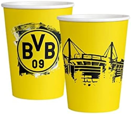Amscan 9908526-66 - Becher BVB, 8 Stück, Füllvolumen 250 ml, Papier, Borussia Dortmund, Pappbecher, Einweggeschirr, Fußball, Party, Fan, Geburtstag Amscan 9908526-66 - Becher BVB, 8 Stück, Füllvolumen 250 ml, Papier, Borussia Dortmund, Pappbecher, Einweggeschirr, Fußball, Party, Fan, Geburtstag von amscan