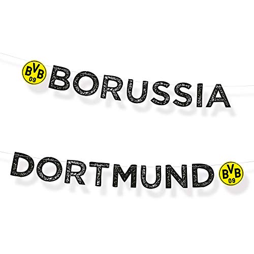 Amscan 9908532 - Partykette BVB, Länge 180 cm, aus Pappe, Borussia Dortmund, Girlande, Hängedekoration, Fußball, Party, Fan, Geburtstag von amscan