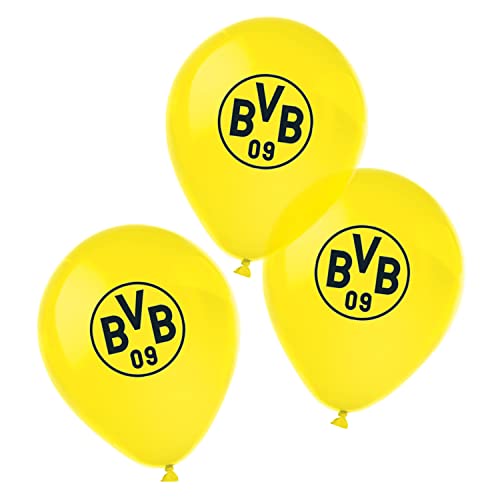 Amscan 9908533 - Luftballons BVB, 6 Stück, Größe 27,5 cm / 11", Borussia Dortmund, aus Latex, Dekoration, Fußball, Party, Fan, Geburtstag, Schwarz-gelb von amscan