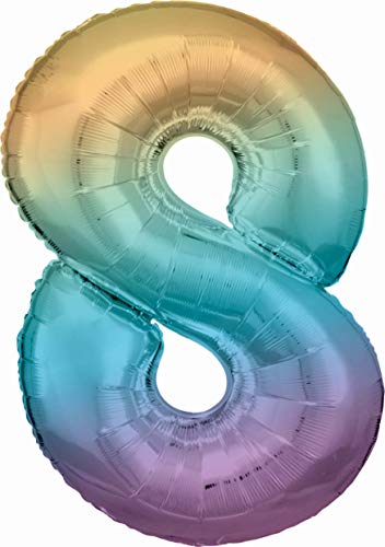 Amscan 9909706 - Folienballon Zahl, Größe circa 86 cm, pastellfarben, für Helium oder Luft, Heliumballon, Geburtstag, Jubiläum von amscan