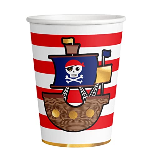 Amscan 9909913-66 - Becher Pirates Map, 8 Stück, Füllvolumen 250 ml, Papier, Piraten-Schiff, Pappbecher, Party-Becher, Einweggeschirr, Kindergeburtstag Amscan 9909913-66 - Becher Pirates Map, 8 Stück, Füllvolumen 250 ml, Papier, Piraten-Schiff, Pappbecher, Party-Becher, Einweggeschirr, Kindergeburtstag von amscan
