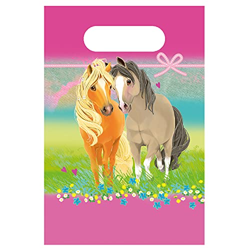 Amscan 9911590 - Papier-Tüten Pretty Pony, 8 Stück, Größe 23,4 x 16,2 cm, Geschenk-Taschen aus Papier, Party-Beutel, Kinder-Geburtstag, Give-Away, Motto-Party von amscan