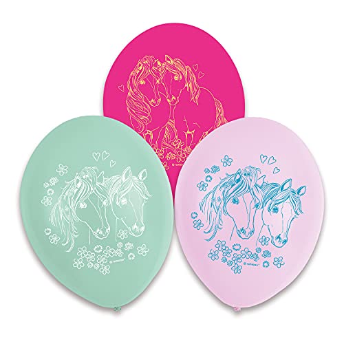 Amscan 9911595 - Latexballons Pretty Pony, 6 Stück, Größe circa 22,8 cm, Luftballons mit Motiven, Dekoration, Kinder-Geburtstag, Karneval, Motto-Party von amscan