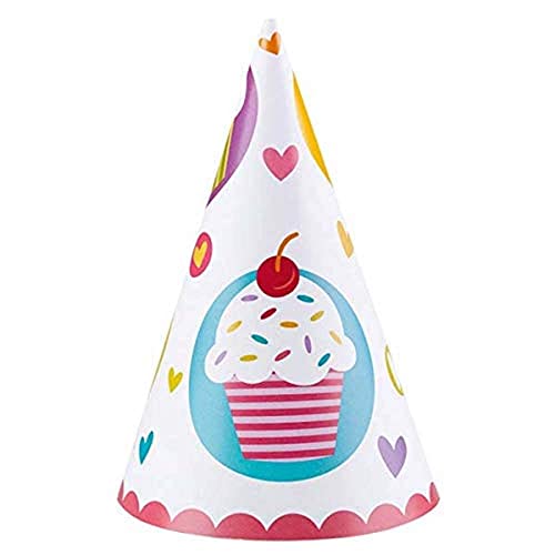 Amscan 997218 - Partyhüte Cupcake, 6 Stück, Größe 16,2 cm, mit Gummiband, Weiß mit mehrfarbigen Motiven, Papierhut, Hut, Kappe, Accessoire, Kuchen, Muffin, Herzen, Kinderparty, Geburtstag, Mottoparty Amscan 997218 - Partyhüte Cupcake, 6 Stück, Größe 16,2 cm, mit Gummiband, Weiß mit mehrfarbigen Motiven, Papierhut, Hut, Kappe, Accessoire, Kuchen, Muffin, Herzen, Kinderparty, Geburtstag, Mottoparty von amscan