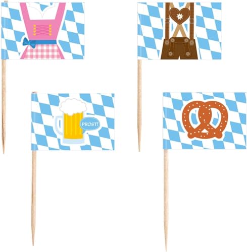Amscan 998402 - Party-Picks Bierfest, 30 Stück, Länge 6,5 cm, Holz, Papier, Zahnstocher, Spieß, Stecker, Fähnchen, Motto-Party, Dekoration Amscan 998402 - Party-Picks Bierfest, 30 Stück, Länge 6,5 cm, Holz, Papier, Zahnstocher, Spieß, Stecker, Fähnchen, Motto-Party, Dekoration von amscan
