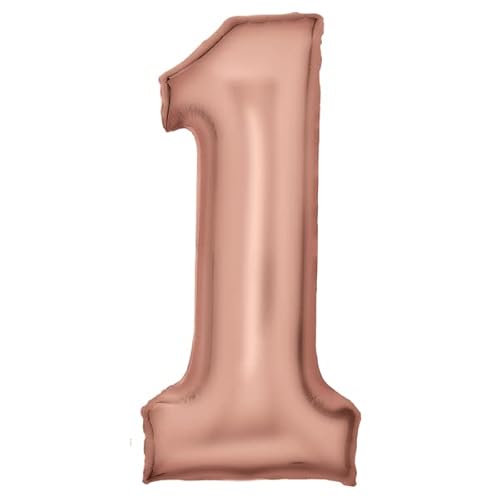 Amscan Große Zahl 1 Silk Lustre roségold Folienballon N34 verpackt 86 cm, Rosegold von amscan