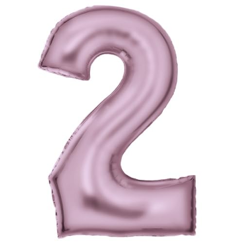 Amscan Große Zahl 2 Silk Lustre pastellpink Folienballon N34 verpackt 86 cm, Pink von amscan