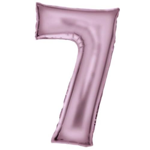 Amscan Große Zahl 7 Silk Lustre pastellpink Folienballon N34 verpackt 86 cm, Pink von amscan