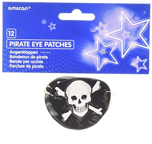 Amscan INT39258 - Augenklappen Pirat, 12 Stück, 6,5 x 5 cm, Papier, Accessoire, Piraten Party von amscan