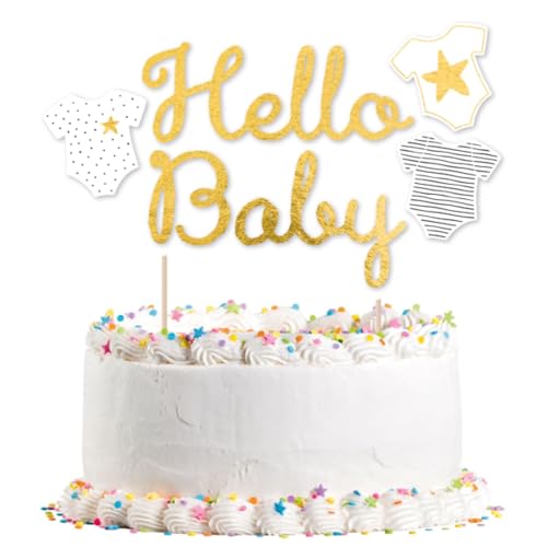 Amscan Kuchen Deko * HELLO BABY * für die Kuchendekoration bei Party und Geburt | Gender-Neutral, 21x18cm | Gender Mottoparty von amscan