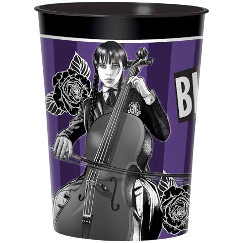 Amscan Kunststoffbecher Wednesday, 473 ml, Schwarz und Violett, perfekt für Kindergeburtstage und Feiern Amscan Kunststoffbecher Wednesday, 473 ml, Schwarz und Violett, perfekt für Kindergeburtstage und Feiern von amscan