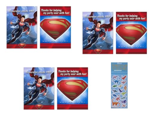 Amscan Superman-Geburtstagsparty-Zubehör-Set enthält 24 Party-Einladungen mit Umschlägen und 24 Dankeskarten Amscan Superman-Geburtstagsparty-Zubehör-Set enthält 24 Party-Einladungen mit Umschlägen und 24 Dankeskarten von amscan