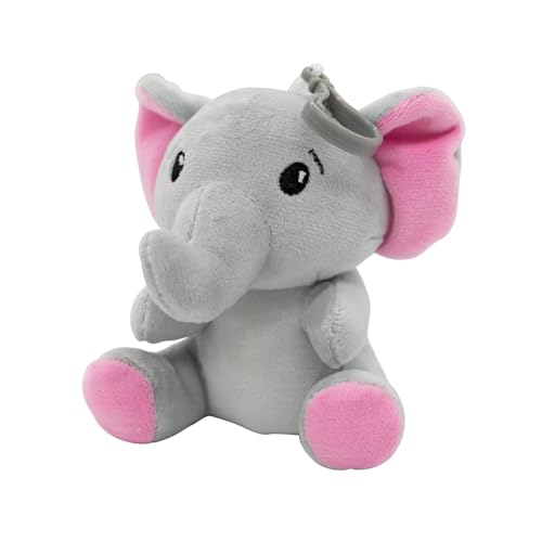 Ballongewicht Plüschtier Elefant m. rosa Ohren mit Haken, 11 cm, 90 g - 2-in-1 Luftballon-Beschwerer für Heliumballons - Geeignet für Party, Geburtstag & Dekoration von amscan