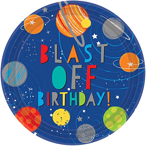 Blast Off Birthday Paper Plates 23cm (8 pk) von amscan