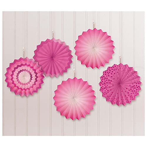 Bright Pink Mini Paper Fans 15cm /5 von amscan