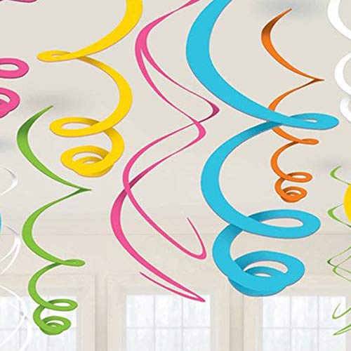 Multi-Colours Plastic Swirls Decorations 55cm /12 von amscan