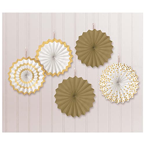 Amscan 29055-19-55 - 5 Papier-Dekofächer Gold, circa 15 cm, Party, Dekoration Amscan 29055-19-55 - 5 Papier-Dekofächer Gold, circa 15 cm, Party, Dekoration von amscan