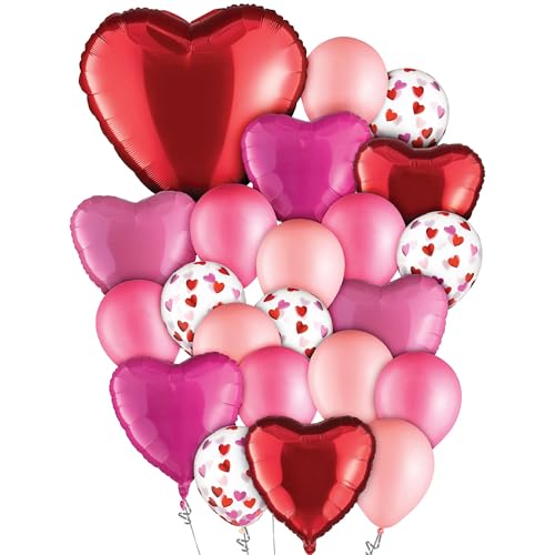 Folien- und Latexballon-Set zum Valentinstag, 22-teilig, lebendiges, mehrfarbiges Dekor, perfekt für Feiern mit Liebe von amscan