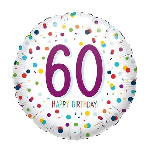 Folienballons * KONFETTI DESIGN * als Deko für Geburtstag und Party | Zahlen von 18-60 | für Luft + Helium | Happy Birthday Luftballons Ballons, Edition: 60. Geburtstag, Bunt Folienballons * KONFETTI DESIGN * als Deko für Geburtstag und Party | Zahlen von 18-60 | für Luft + Helium | Happy Birthday Luftballons Ballons, Edition: 60. Geburtstag, Bunt von amscan