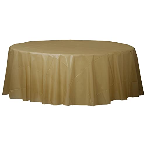 Gold Round Plastic Tablecovers 2.13m von amscan