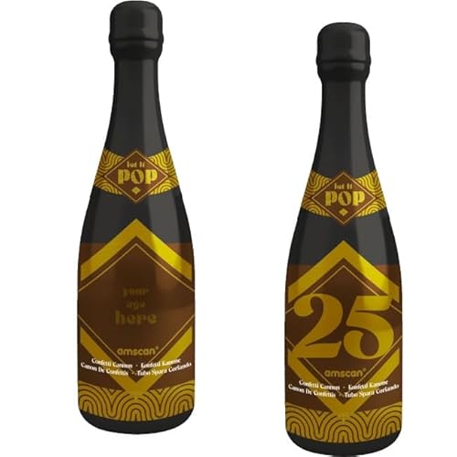 Goldene Konfetti-Kanone * HAPPY BIRTHDAY * als Sektflasche | mit 20 Zahlen zum Aufkleben, 32cm, Konfetti in gold fliegt bis zu 6 m | Konfettishooter Partypopper Konfettikanone Geburtstag Party Goldene Konfetti-Kanone * HAPPY BIRTHDAY * als Sektflasche | mit 20 Zahlen zum Aufkleben, 32cm, Konfetti in gold fliegt bis zu 6 m | Konfettishooter Partypopper Konfettikanone Geburtstag Party von amscan