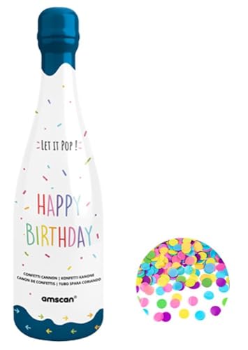 Konfetti-Kanone * HAPPY BIRTHDAY * als Sektflasche | 32cm, Papierteile fliegen bis zu 6 m | Konfettishooter Partypopper Konfettikanone | Spaß für Geburtstag und Party Konfetti-Kanone * HAPPY BIRTHDAY * als Sektflasche | 32cm, Papierteile fliegen bis zu 6 m | Konfettishooter Partypopper Konfettikanone | Spaß für Geburtstag und Party von amscan