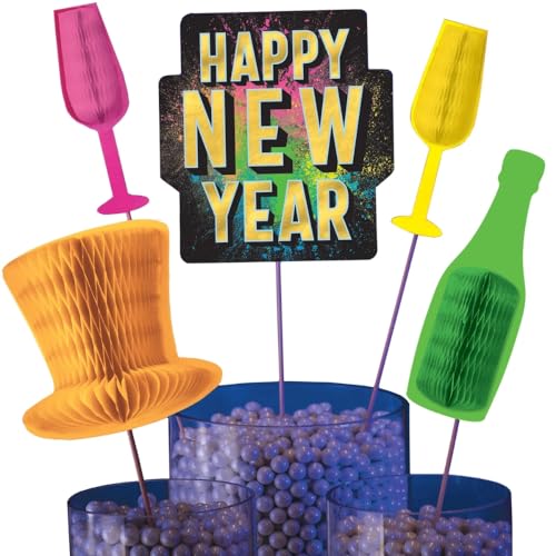 Mehrfarbige Neujahrs-Countdown-Mittelaufsätze (5 Stück) – 35,6 cm – 39,4 cm – perfekte Papierdekorationen für festliche Anlässe von amscan