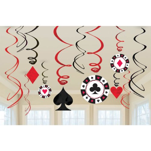NEU Girlanden-Set Poker Spiel spiralförmig 12 tlg. von amscan