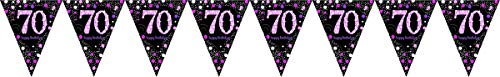 Amscan 9901740 - Wimpelkette 70 Sparkling Celebration pink Folie 396,2 x 21,5 cm, Banner, Girlande, Partykette von amscan